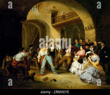 Un Drunkard à une auberge 1850 par Manuel Cabral y Aguado Bejarano Banque D'Images