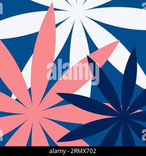 Imprimé floral tropical sur des fleurs sombres et lumineuses, motif cannabis couleur. Fond d'été de vecteur Illustration de Vecteur