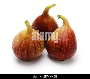 trois figues isolées sur fond blanc Banque D'Images