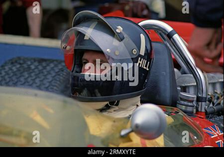 Graham Hill dans une Lotus 49B au Grand Prix de Formule 1 des États-Unis 1969 au Watkins Glen Race course à Watkins Glen New York du 3 au 5 octobre 1969, a commencé 4e, DNF Banque D'Images