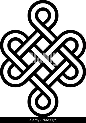 Signe de santé mystique de longévité de noeud bonne chance Feng Shui tatouage Illustration de Vecteur