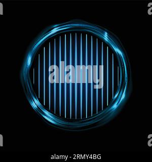 Anneaux électriques brillants bleus et lignes de néon abstrait fond. Conception vectorielle Illustration de Vecteur