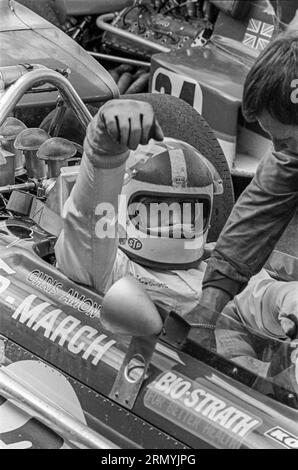 Chris Amon en mars 701 au Grand Prix de F1 Watkins Glen 1970, a débuté 5e, 5e. Banque D'Images