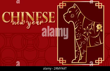 Vecteur de modèle de nouvel an chinois rouge et doré Illustration de Vecteur