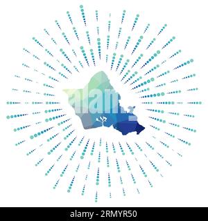 Forme d'Oahu, éclat de soleil polygonal. Carte de l'île avec des rayons d'étoiles colorés. Illustration Oahu dans le numérique, la technologie, Internet, style réseau. Vecto Illustration de Vecteur