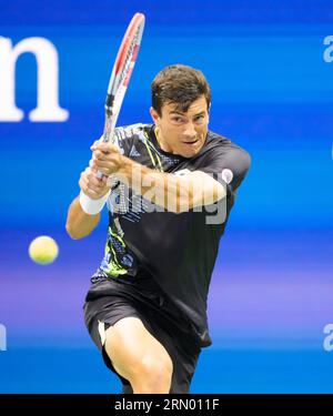 30 août 2023 : Sebastian Ofner (AUT) perd face à Frances Tiafoe (USA), 6-3, 6-1, 6-4 à l'US Open au Billy Jean King Ntional tennis Center à Flushing, Queens, New York, {USA} © Grace Schultz/csm Banque D'Images