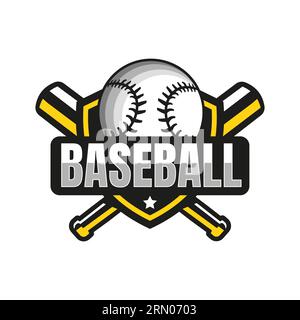 American Sports Baseball Club logo inspiration, club de baseball. Avec Stick, tournoi d'emblème du club de basket-ball. Illustration de Vecteur