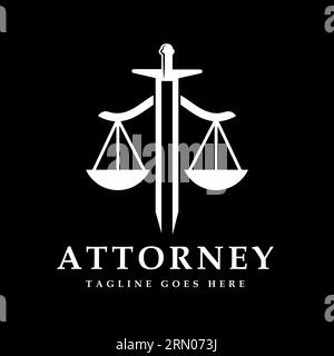 Lame d'épée minimaliste simple avec des échelles de justice pour avocat avocat avocat Advocate Vintage logo Design Vector Illustration de Vecteur