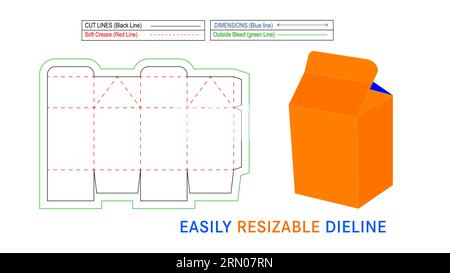Boîte à lait en carton de papier, jus ou autres boîtes à boisson modèle de ligne de matrice et fichier vectoriel 3D. Illustration de Vecteur