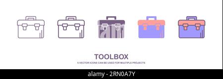 Icône Outils Box Line. boutons concept web. illustration vectorielle. ensemble d'une illustration vectorielle d'icône de boîte à outils sur fond blanc Illustration de Vecteur