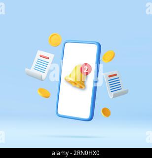 3d sonnerie de notification et téléphone portable Illustration de Vecteur