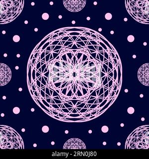 motif sans couture vectoriel de formes abstraites en couleur rose sur bleu Illustration de Vecteur