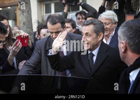 L’ancien président français Nicolas Sarkozy a voté à Paris, en France, le 29 novembre 2014. L'ancien président français Nicolas Sarkozy a remporté samedi la course à la direction du parti conservateur de l'Union pour un mouvement populaire (UMP), une étape cruciale pour se porter candidat à la présidence en 2017. FRANCE-PARIS-NICOLAS SARKOZY-UMP LEADERSHIP EliennexLaurent PUBLICATIONxNOTxINxCHN l'ancien président français Nicolas Sarkozy vote à Paris France LE 29 2014 novembre l'ancien président français Nicolas Sarkozy a remporté samedi la course à la direction de la crise a frappé l'Union du Parti conservateur pour un po Banque D'Images
