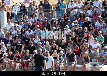 Lumio, France. 30 août 2023. Afrique du Sud joueur lors de la séance d'entraînement de l'équipe à Lumio, en Corse, sur l'île méditerranéenne française de Corse le 30 août 2023, avant la coupe du monde de rugby 2023 en France. Les champions du monde sud-africains de rugby poursuivent leur préparation en Corse, eux qui font de la Corse un pays hôte pour cette préparation à la coupe du monde. La Ligue Corse de Rugby avait prévu que les fans de ce sport se retrouvent à Lumio pour assister à l’entraînement des Springboks. Photo de Shootpix/ABACAPRESS.COM crédit : Abaca Press/Alamy Live News Banque D'Images
