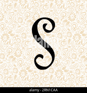 Curlz Alphabet S INFÉRIEUR , vecteur alphabet noir, vecteur alphabet, vecteur silhouette alphabet, vecteur police , Latter Art, Alphabet Vector, font Vector Illustration de Vecteur