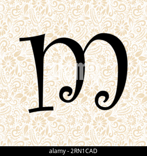 Curlz Alphabet M INFÉRIEUR , vecteur alphabet noir, vecteur alphabet, vecteur silhouette alphabet, vecteur police , Latter Art, Alphabet Vector, font Vector Illustration de Vecteur