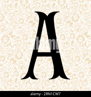 Alphabet de queue de poisson A , vecteur alphabet noir, vecteur alphabet, vecteur silhouette alphabet, vecteur police , Latter Art, Alphabet Vector, font Vector Illustration de Vecteur