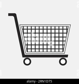 Chariot en métal noir avec chariot vide. Modèle de logo universel pour les applications et les sites Web des supermarchés. Emblème graphique pour une commande de livraison rapide. C Illustration de Vecteur