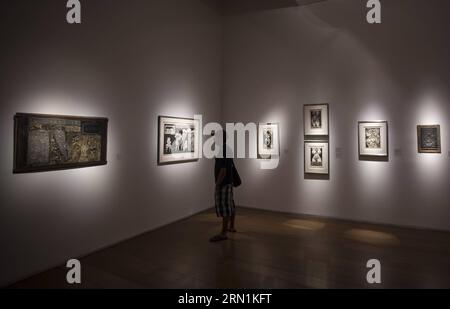 (150108) -- BUENOS AIRES, le 7 janvier 2015 -- Un homme visite l exposition Juanito et Ramona de l artiste argentin Antonio Berni au Musée d art latino-américain de Buenos Aires à Buenos Aires, capitale de l Argentine, le 7 janvier 2015. L’exposition présentait 150 œuvres créées entre 1958 et 1978. Martin Zabala) (jp) ARGENTINA-BUENOS AIRES-ART EXHIBITION e MARTINxZABALA PUBLICATIONxNOTxINxCHN Buenos Aires Jan 7 2015 un homme visite l'artiste argentin Antonio Berni S exposition Juanito et Ramona AU Musée d'art latino-américain de Buenos Aires capitale de l'Argentine Jan 7 2015 l'exposition dis Banque D'Images