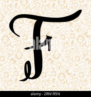 UPPER Alphabet F doux , vecteur alphabet noir, vecteur alphabet, vecteur silhouette alphabet, vecteur police, Latter Art, Alphabet Vector, font Vector Illustration de Vecteur