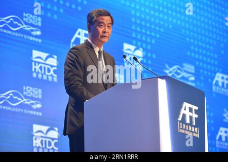 (150119) -- HONG KONG, le 19 janvier 2015 -- Leung Chun-ying, directeur général de Hong Kong, s'adresse au Forum financier asiatique 2015 à Hong Kong, Chine méridionale, le 19 janvier 2015.) (Wyo) CHINA-HONG KONG-ASIAN FINANCIAL FORUM (CN) LuixSiuxWai PUBLICATIONxNOTxINxCHN Hong Kong Jan 19 2015 Hong Kong Directeur général de Hong Kong Leung Chun Ying s'adresse au Forum financier asiatique 2015 à Hong Kong South China Jan 19 2015 China Hong Kong Asian Financial Forum CN PUBLICATIONxNOTxINxCHN Banque D'Images