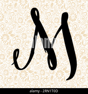 Lettre M douce SUPÉRIEURE , vecteur alphabet noir, vecteur alphabet, vecteur silhouette alphabet, vecteur police, Latter Art, Alphabet Vector, font Vector Illustration de Vecteur
