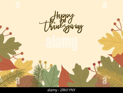 Illustration vectorielle du texte Happy Thanksgiving avec des feuilles de décoration Illustration de Vecteur