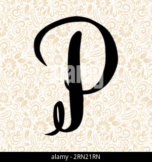 Alpha-P doux SUPÉRIEUR , vecteur alphabet noir, vecteur alphabet, vecteur silhouette alphabet, vecteur police, Latter Art, Alphabet Vector, font Vector Illustration de Vecteur