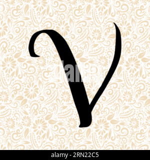 UPPER Alphabet V doux , vecteur alphabet noir, vecteur alphabet, vecteur silhouette alphabet, vecteur police, Latter Art, Alphabet Vector, font Vector Illustration de Vecteur