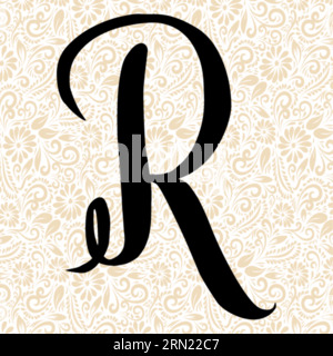Sweet Alphabet R UPPER , vecteur alphabet noir, vecteur alphabet, vecteur silhouette alphabet, vecteur police, Latter Art, Alphabet Vector, font Vector Illustration de Vecteur