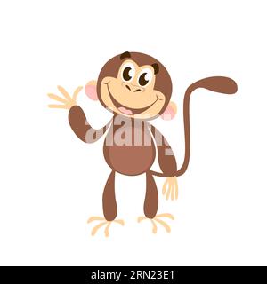 Singe joyeux agitant la main Illustration de Vecteur