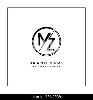 Logo créatif pour initiales MZ dans le style monogramme - modèle vectoriel pour les lettres initiales M et Z Illustration de Vecteur