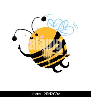 Mignonne abeille tenant le plongeur de miel Illustration de Vecteur