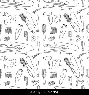 Doodle salon de coiffure modèle sans couture Illustration de Vecteur