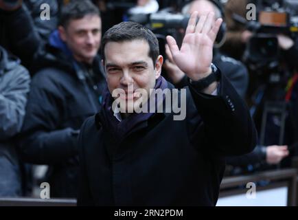 (150319) -- BRUXELLES, le 19 mars 2015 -- le Premier ministre grec Alexis Tsipras arrive au siège du Conseil européen avant le sommet de l'Union européenne (UE) à Bruxelles, Beglium, le 19 mars 2015. SOMMET BELGIQUE-BRUXELLES-UE YexPingfan PUBLICATIONxNOTxINxCHN Bruxelles Mars 19 2015 Grèce S les premiers ministres Alexis Tsipras arrivent au siège du Conseil européen avant le Sommet de l'Union européenne à Bruxelles Beglium Mars 19 2015 Belgique Bruxelles Sommet de l'UE PUBLICATIONxNOTxINxCHN Banque D'Images