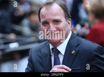 (150319) -- BRUXELLES, le 19 mars 2015 -- le Premier ministre suédois Stefan Lofven arrive au siège du Conseil européen avant le sommet de l'Union européenne (UE) à Bruxelles, Beglium, le 19 mars 2015. SOMMET BELGIQUE-BRUXELLES-UE YexPingfan PUBLICATIONxNOTxINxCHN Bruxelles Mars 19 2015 Suède S les premiers ministres Stefan arrivent AU siège du Conseil européen avant le sommet de l'Union européenne à Bruxelles Beglium Mars 19 2015 Belgique Bruxelles Sommet de l'UE PUBLICATIONxNOTxINxCHN Banque D'Images