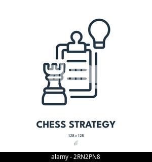 Icône Stratégie d'échecs. CheckMate, jeu, tactique. Contour modifiable. Icône vecteur simple Illustration de Vecteur