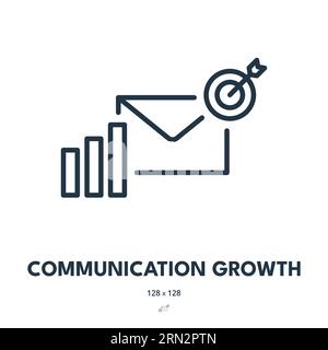 Icône de croissance de la communication. Conversation, interaction, progrès. Contour modifiable. Icône vecteur simple Illustration de Vecteur