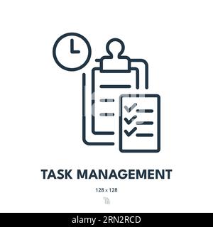 Icône gestion des tâches. Calendrier, liste de contrôle, Plan. Contour modifiable. Icône vecteur simple Illustration de Vecteur