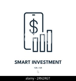 Icône Smart Investment. Finance, argent, investisseur. Contour modifiable. Icône vecteur simple Illustration de Vecteur