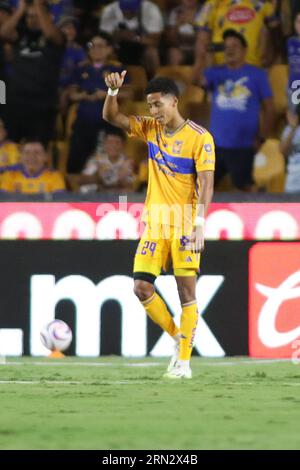 Monterrey, Mexique. 30 août 2023. 30 août 2023 ; Monterrey, Nuevo León, Mexique; Liga MX 2023 Apertura Fitth match entre UANL Tigres et Santos Laguna à Estádio Universitário. Marquer le premier but des Tigres #29 attaquant Tigres, Ozziel Herrera crédit obligatoire : Toby Tande/PxImages/Sipa USA crédit : SIPA USA/Alamy Live News Banque D'Images