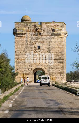 France, Gard, Aigues-mortes, Saint-Laurent-d'Aigouze, la Tour Carbonnière en petite Camargue Banque D'Images