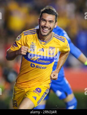 Monterrey, Mexique. 30 août 2023. 26 août 2023 ; Monterrey, Nuevo León, Mexique; Liga MX 2023 Apertura Fitth match entre UANL Tigres et Santos Laguna à Estádio Universitário. Crédit obligatoire : Toby Tande/PXImages crédit : PX Images/Alamy Live News Banque D'Images