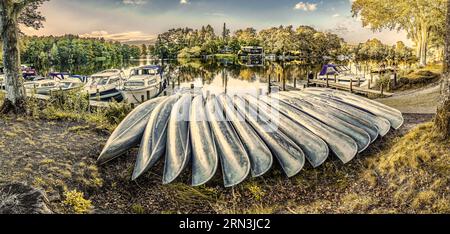 Lieu d'atterrissage au camping Skyttehuset près de Silkeborg dans les hautes terres du lac danois, Danemark Banque D'Images