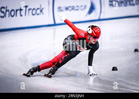 Dresde, Allemagne, 01 février 2019 : la patineuse de vitesse féminine Kim Boutin participe au Championnat du monde de patinage de vitesse sur courte piste de l'ISU à Dresde Banque D'Images