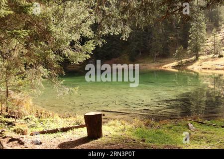 Un beau lac vert près d'Arosa en Suisse Banque D'Images