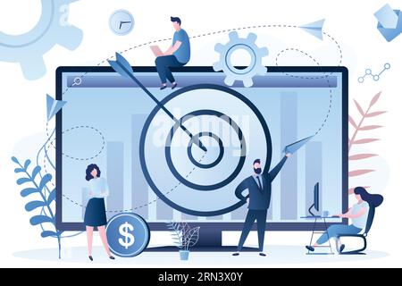 Publicité, concept marketing background.Targeting, atteindre le public. Étapes d'une campagne de publicité - des entreprises au consommateur.Remarketing stra Illustration de Vecteur