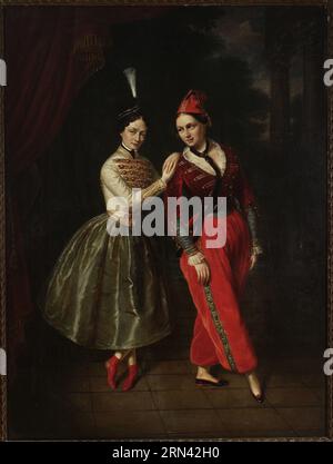 Portrait des sœurs Karolina et Anna Strauss, danseuses de ballet de Teatr Wielki vers 1853 par Jan Ksawery Kaniewski Banque D'Images