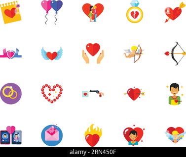 Jeu d'icônes d'amour Illustration de Vecteur