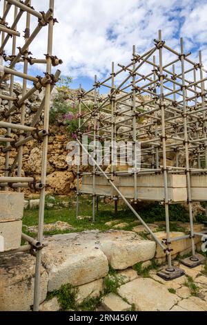 Ggantija, Gozo Island, Malte - 15 avril 2023 : Ġgantija est un complexe de temples mégalithiques de l'époque néolithique sur l'île de Gozo à Malte, touristique Banque D'Images